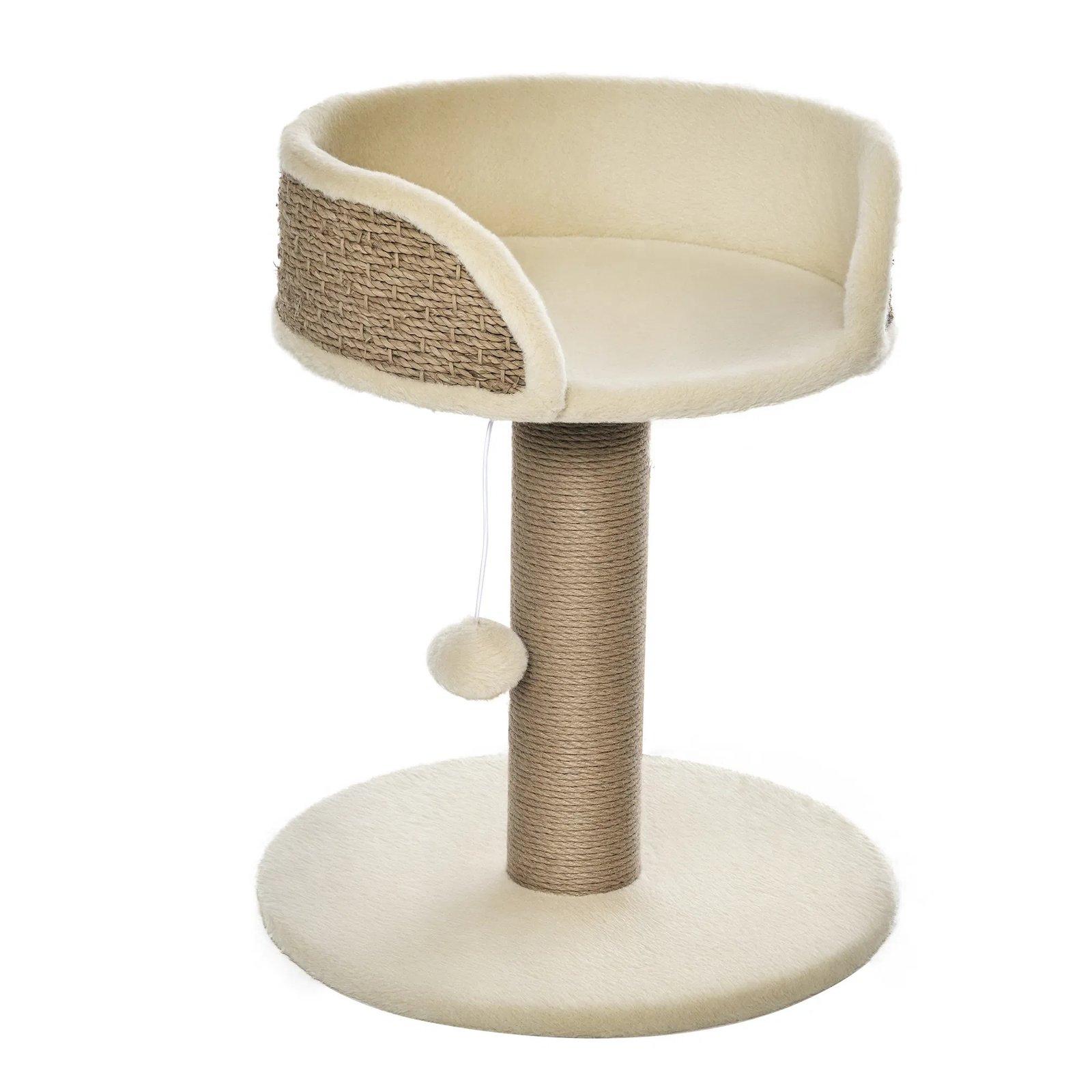Cat Tree with Scratching Post, Toy Ball, Perch, Small Cat Tower for Indoor Cats - 16" x 16" x 19", Beige Cat Tree with Scratching Post, Toy Ball, Perch, Small Cat Tower for Indoor Cats - 16" x 16" x 19", Beige