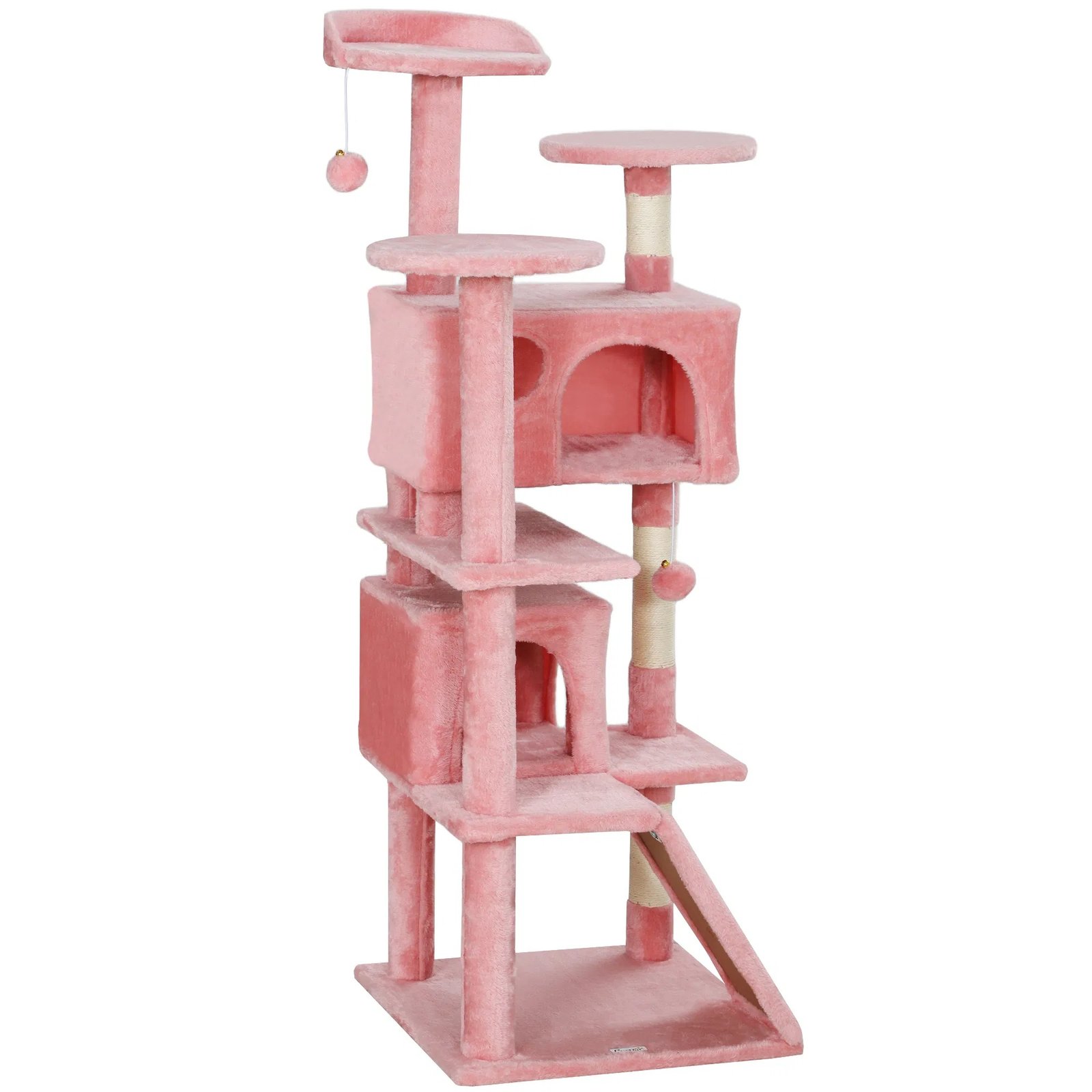 54" Cat Tree, Multi-Level Cat Tower with Scratching Posts, Cat Condos, Bed, Platforms, Ramp, Toy Ball, Pink 54" Cat Tree, Multi-Level Cat Tower with Scratching Posts, Cat Condos, Bed, Platforms, Ramp, Toy Ball, Pink