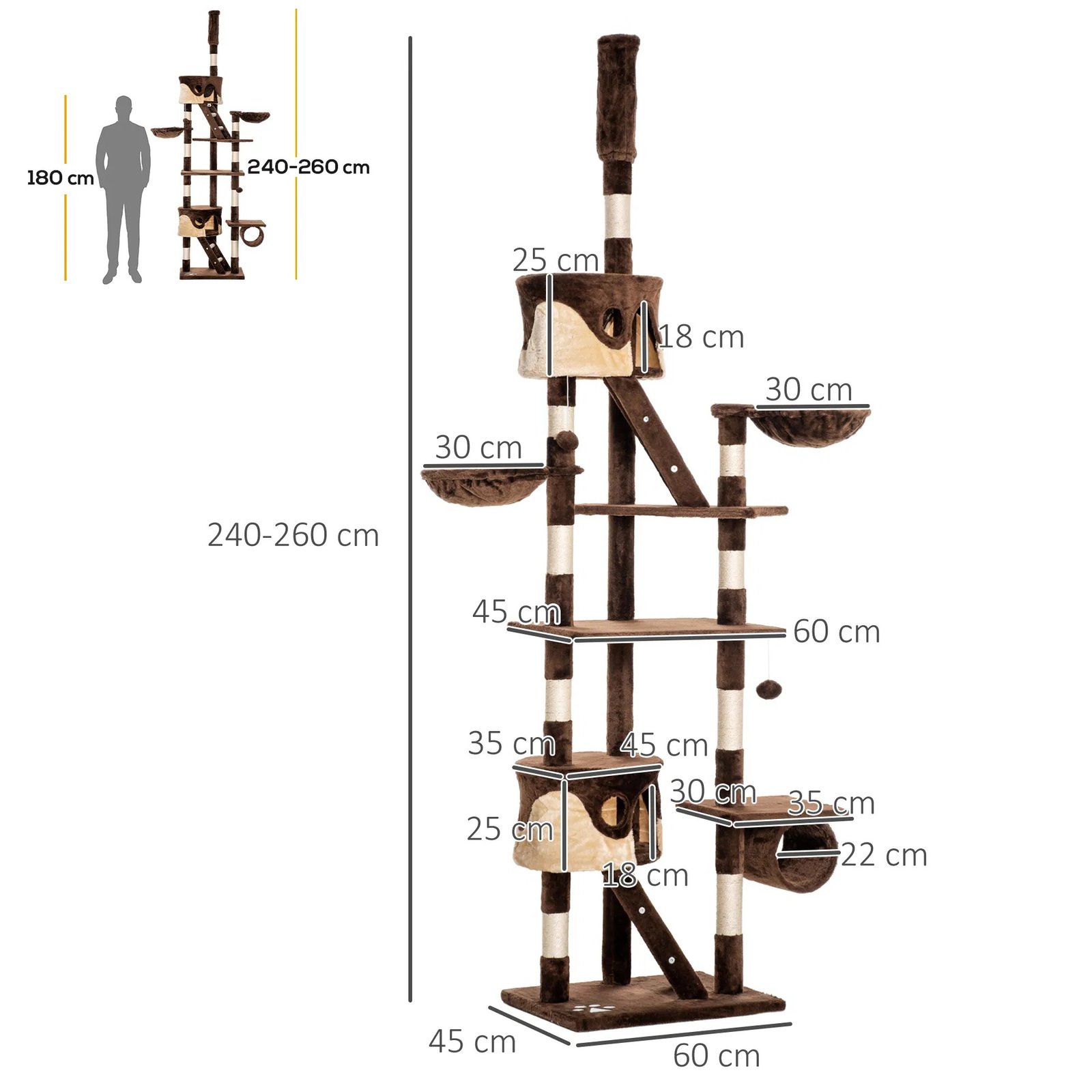 94"-102" Huge Cat Tree Ceiling High Cat Condo Scratching Post Activity Center Multi-Level Play House 94"-102" Huge Cat Tree Ceiling High Cat Condo Scratching Post Activity Center Multi-Level Play House - Image 6