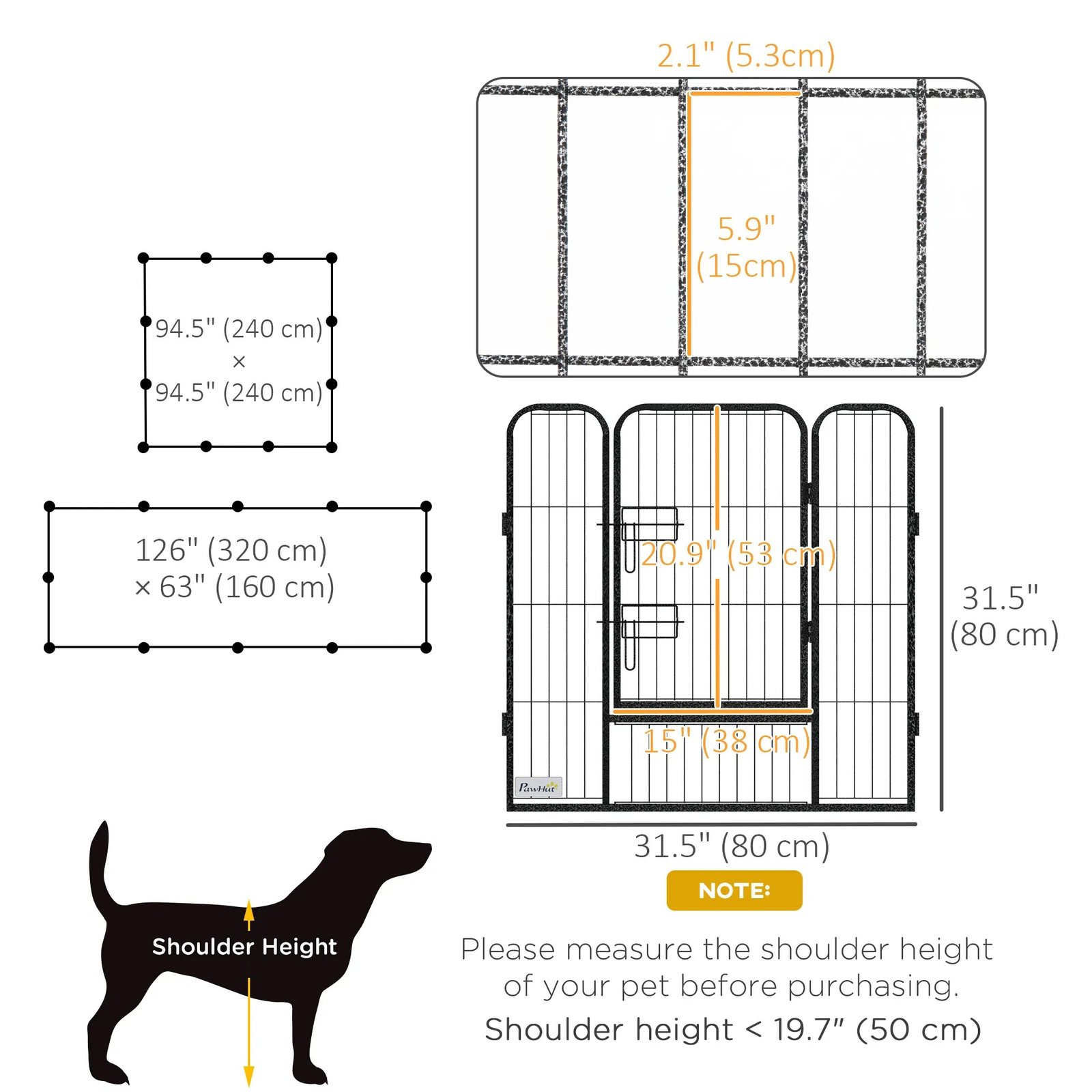 Dog Pen with Gate, 12 Panels Puppy Playpen, Dog Fence, 31.5"H Dog Pen with Gate, 12 Panels Puppy Playpen, Dog Fence, 31.5"H - Image 3