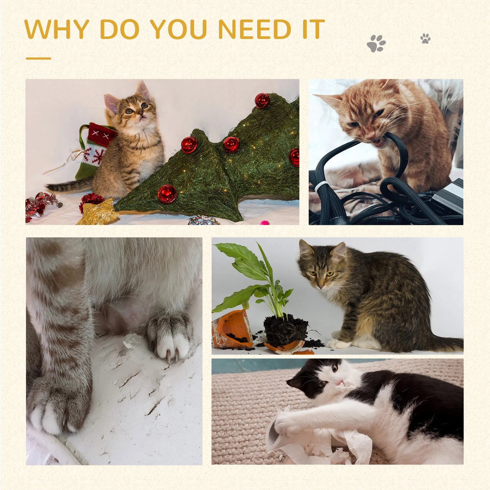Cat Tree with Scratching Post, Toy Ball, Perch, Small Cat Tower for Indoor Cats - 16" x 16" x 19", Beige Cat Tree with Scratching Post, Toy Ball, Perch, Small Cat Tower for Indoor Cats - 16" x 16" x 19", Beige - Image 5