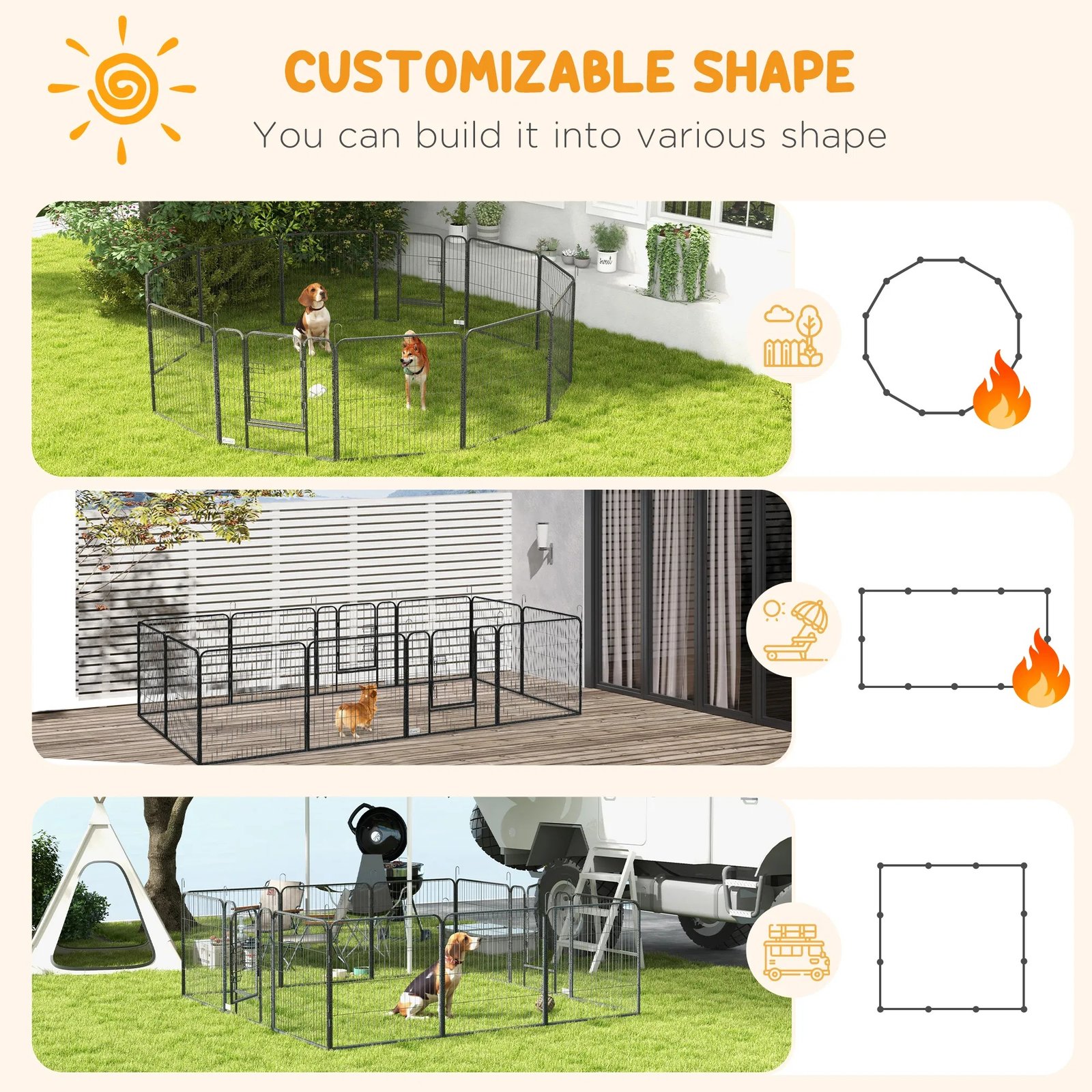 Dog Pen with Gate, 12 Panels Puppy Playpen, Dog Fence, 31.5"H Dog Pen with Gate, 12 Panels Puppy Playpen, Dog Fence, 31.5"H - Image 5