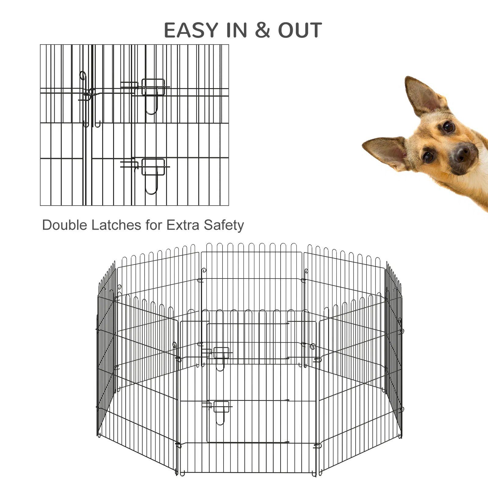 30inch 8-Panel Octagon Pet Exercise Playpen Crate Foldable Dog Cage Pen Puppy Kennel, Black 30inch 8-Panel Octagon Pet Exercise Playpen Crate Foldable Dog Cage Pen Puppy Kennel, Black - Image 6
