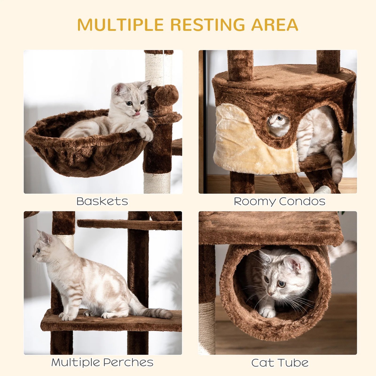 94"-102" Huge Cat Tree Ceiling High Cat Condo Scratching Post Activity Center Multi-Level Play House 94"-102" Huge Cat Tree Ceiling High Cat Condo Scratching Post Activity Center Multi-Level Play House - Image 4