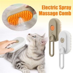 Pet Steam Brush — 3-in-1 Spray Grooming Brush for Cats & Dogs (USB Rechargeable)