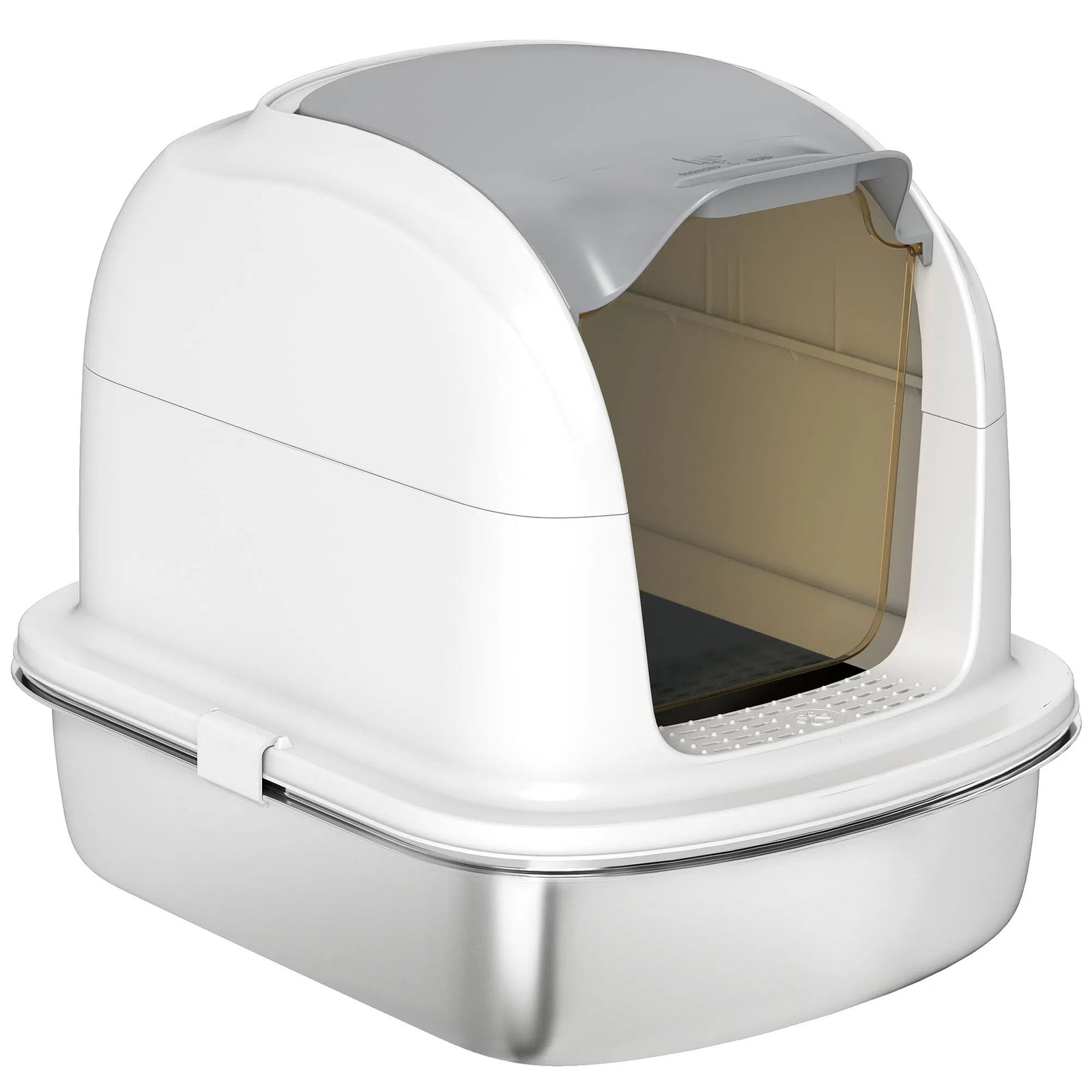 XL Stainless Steel Cat Litter Box with Lid for Big Cats, Enclosed Cat Litter Box with Flip Cover, Scoop XL Stainless Steel Cat Litter Box with Lid for Big Cats, Enclosed Cat Litter Box with Flip Cover, Scoop