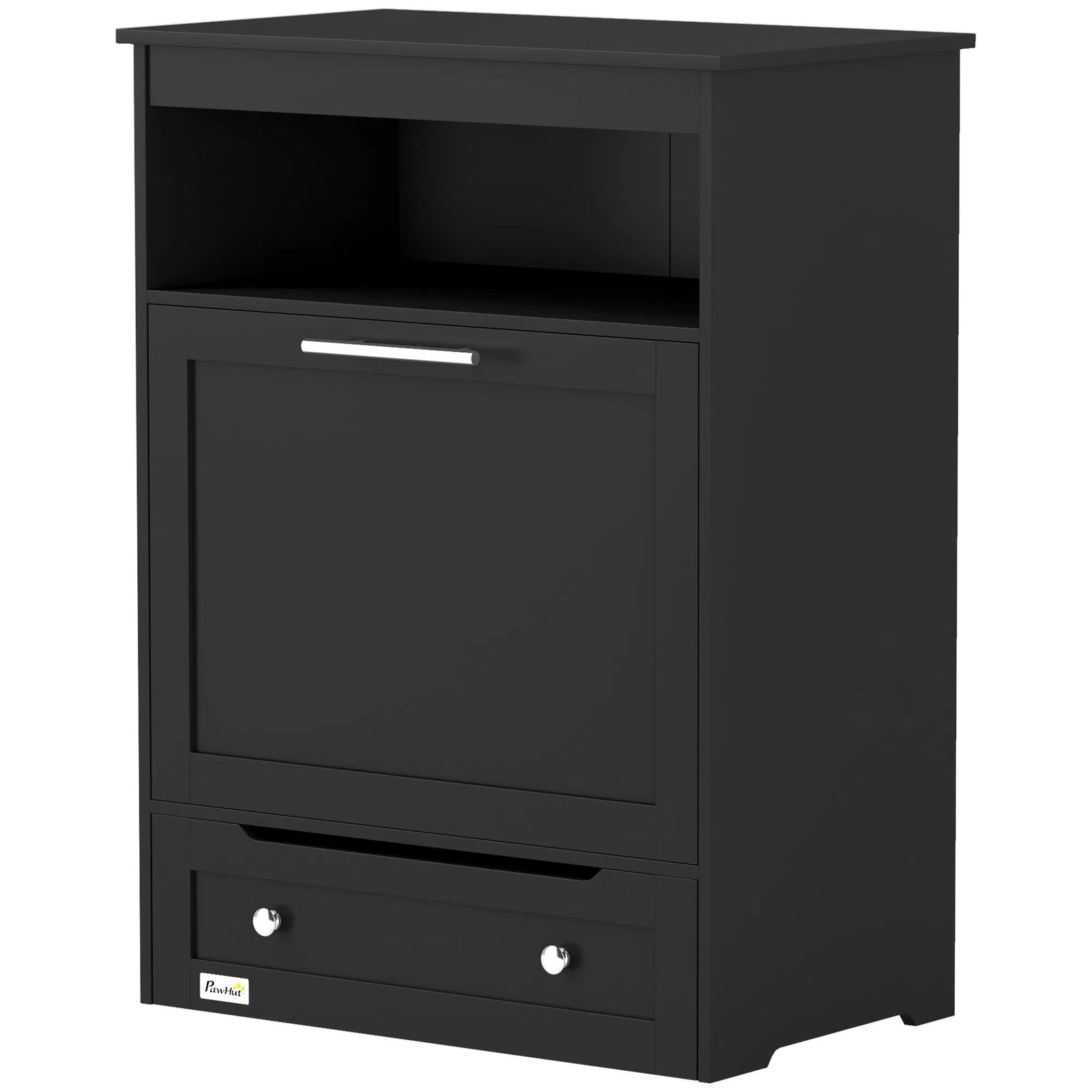 Pet Feeder Station Storage Cabinet, Dog Food Storage Container with Dog Raised Bowls, Watering Supplies, Black Pet Feeder Station Storage Cabinet, Dog Food Storage Container with Dog Raised Bowls, Watering Supplies, Black