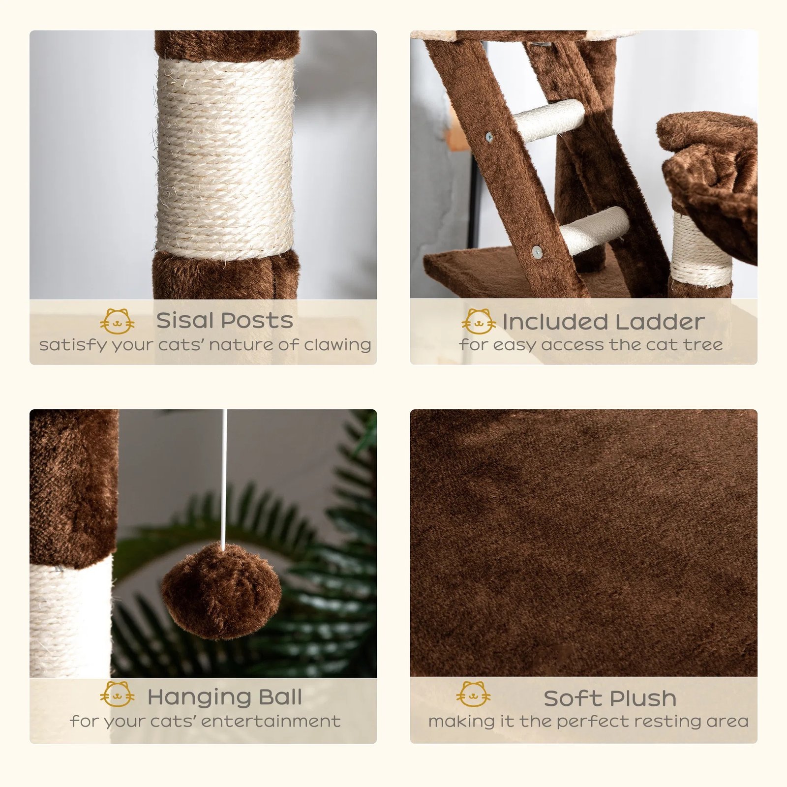 94"-102" Huge Cat Tree Ceiling High Cat Condo Scratching Post Activity Center Multi-Level Play House 94"-102" Huge Cat Tree Ceiling High Cat Condo Scratching Post Activity Center Multi-Level Play House - Image 3