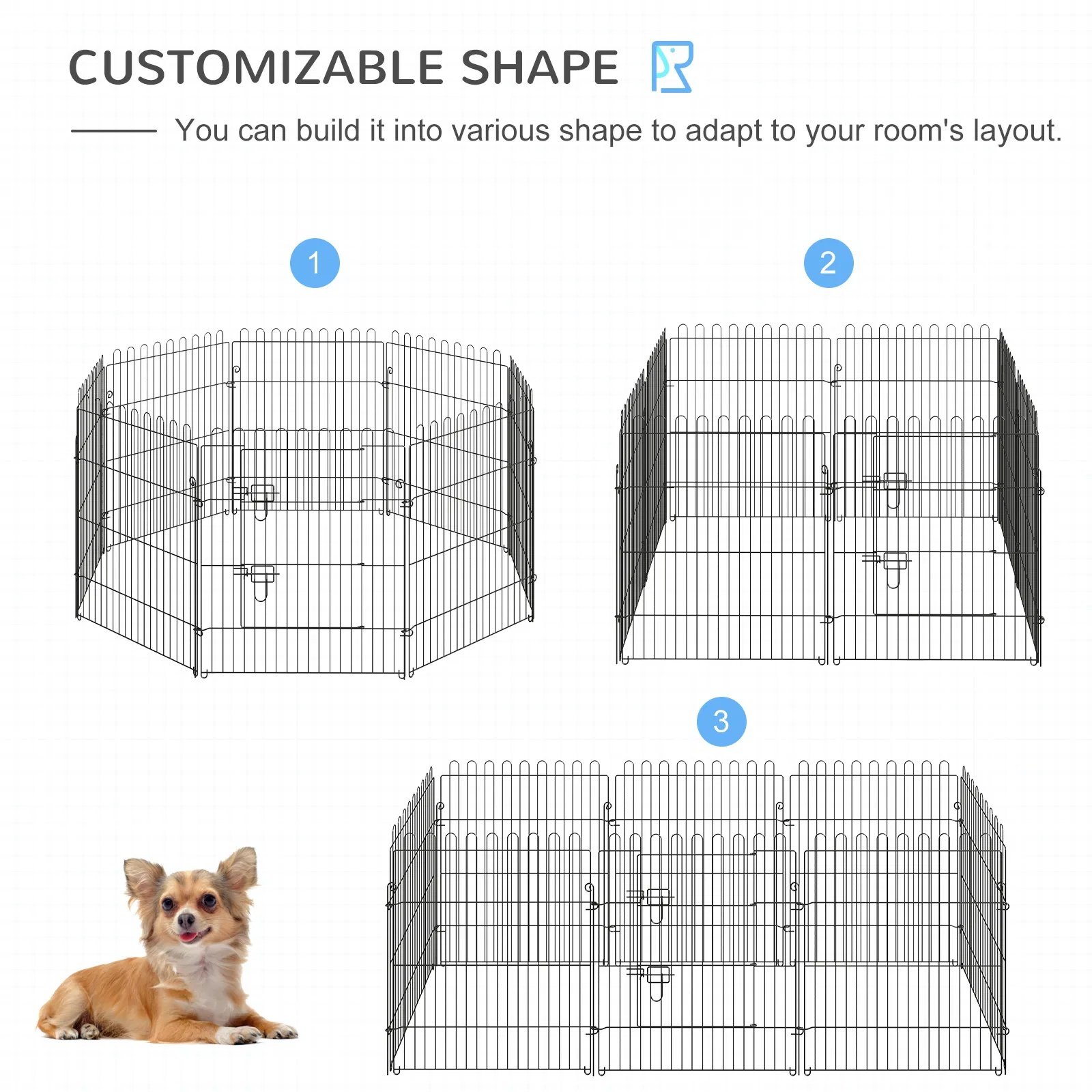 30inch 8-Panel Octagon Pet Exercise Playpen Crate Foldable Dog Cage Pen Puppy Kennel, Black 30inch 8-Panel Octagon Pet Exercise Playpen Crate Foldable Dog Cage Pen Puppy Kennel, Black - Image 2