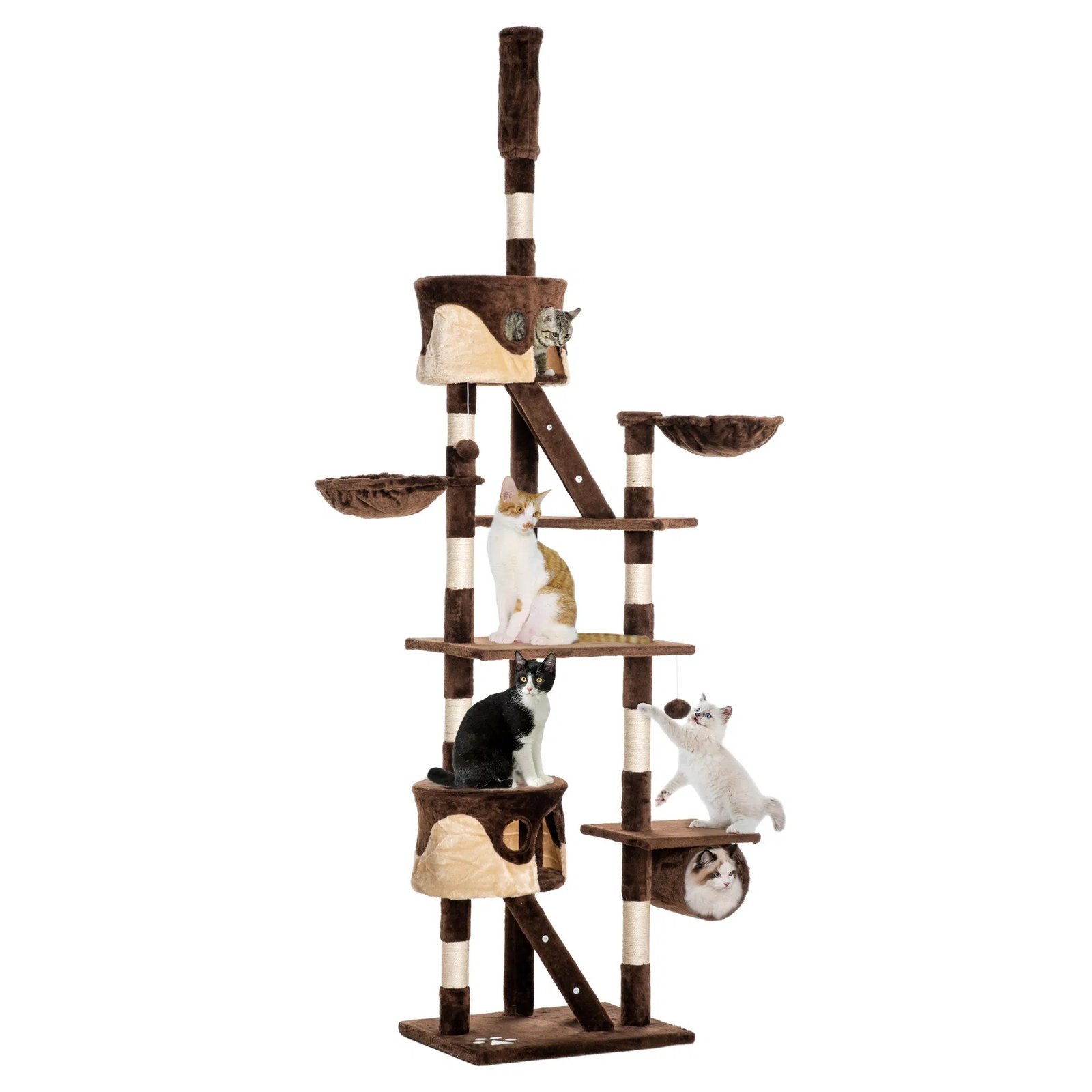 94"-102" Huge Cat Tree Ceiling High Cat Condo Scratching Post Activity Center Multi-Level Play House 94"-102" Huge Cat Tree Ceiling High Cat Condo Scratching Post Activity Center Multi-Level Play House
