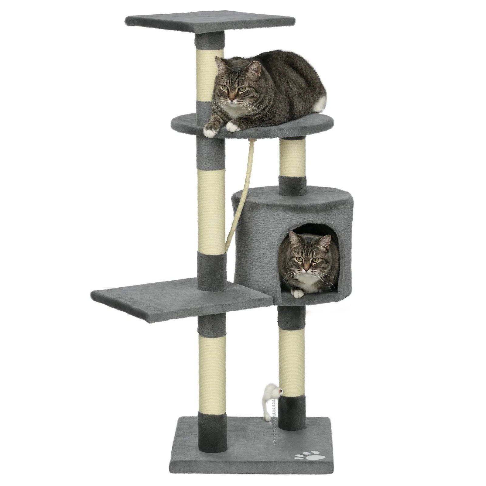 46Inch Scratching Cat Tree, Multi Level Cat Tower for Large Cats Adult with Toys and Condo, Grey 46Inch Scratching Cat Tree, Multi Level Cat Tower for Large Cats Adult with Toys and Condo, Grey