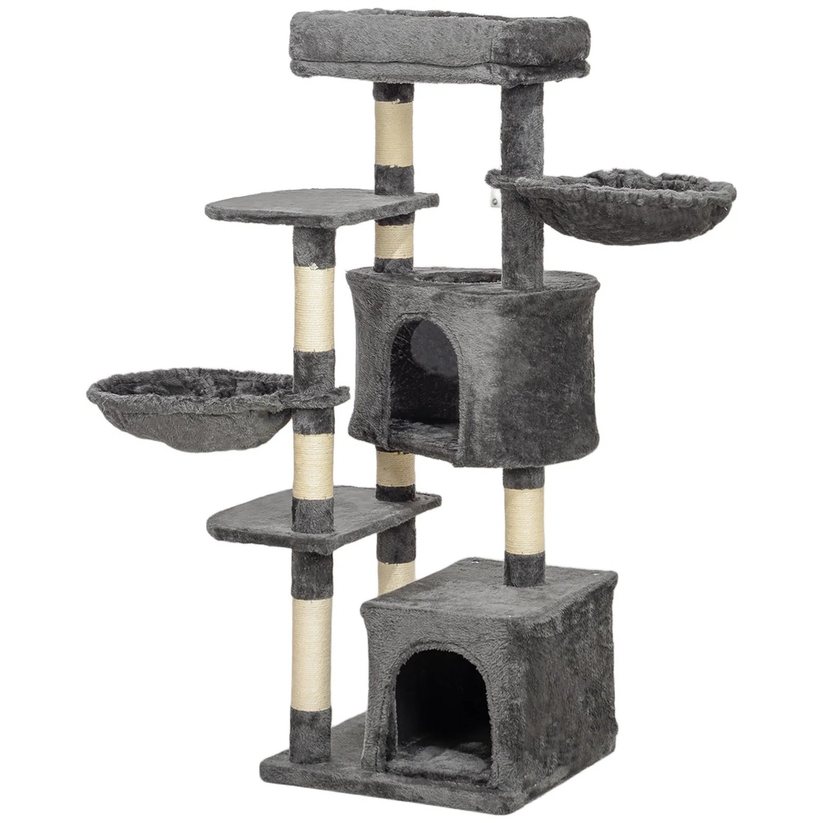 52.5" Cat Tree Tower with Scratching Posts, Cat Condos, Bed, Platforms, Hammocks, for Indoor Cats, Dark Grey 52.5" Cat Tree Tower with Scratching Posts, Cat Condos, Bed, Platforms, Hammocks, for Indoor Cats, Dark Grey