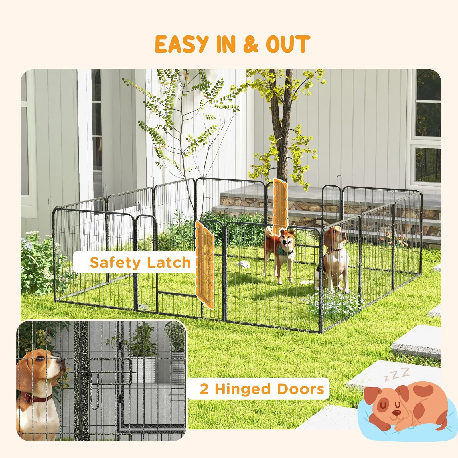 Dog Pen with Gate, 12 Panels Puppy Playpen, Dog Fence, 31.5"H Dog Pen with Gate, 12 Panels Puppy Playpen, Dog Fence, 31.5"H - Image 4