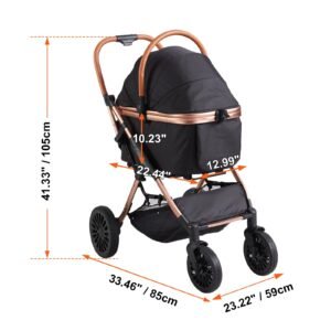 Pet Stroller – 4 Wheels with Brakes, up to 66 lbs