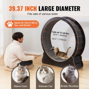Cat Exercise Wheel – 43.3 inch Large Treadmill Wheel, Black
