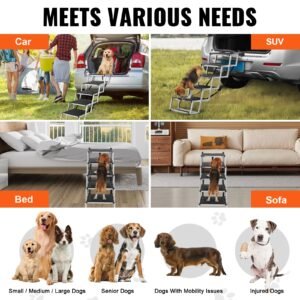 Dog Stairs for Cars – 5-Step Folding Aluminum, up to 150 lbs