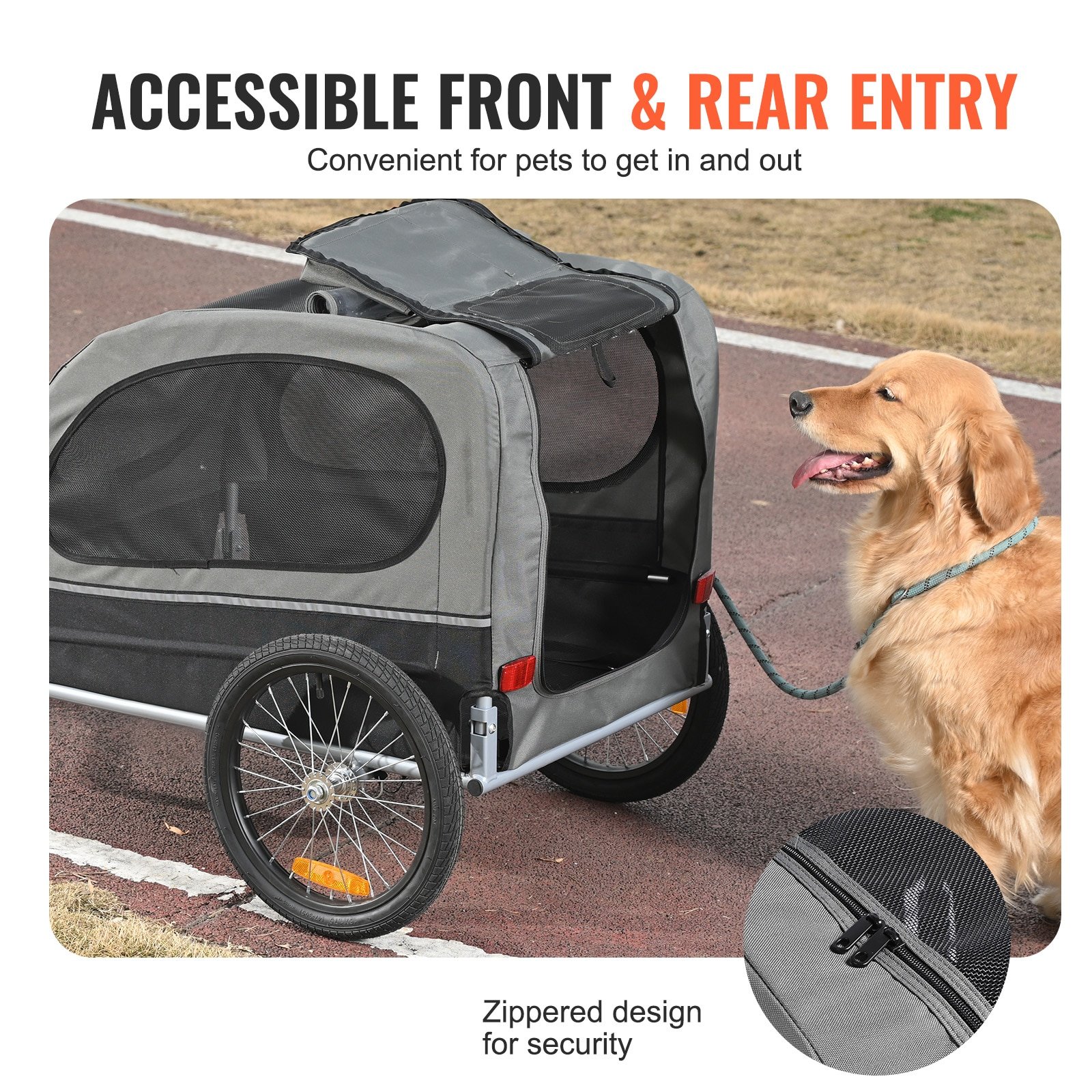 Dog Bike Trailer – Folding Pet Carrier for Bikes, up to 88 lbs Dog Bike Trailer – Folding Pet Carrier for Bikes, up to 88 lbs - Image 2