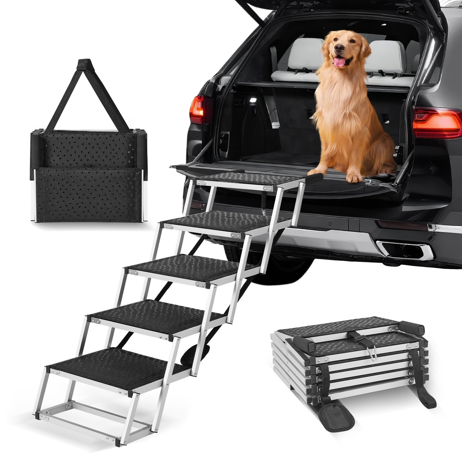 Dog Stairs for Cars – 5-Step Folding Aluminum, up to 150 lbs Dog Stairs for Cars – 5-Step Folding Aluminum, up to 150 lbs - Image 4