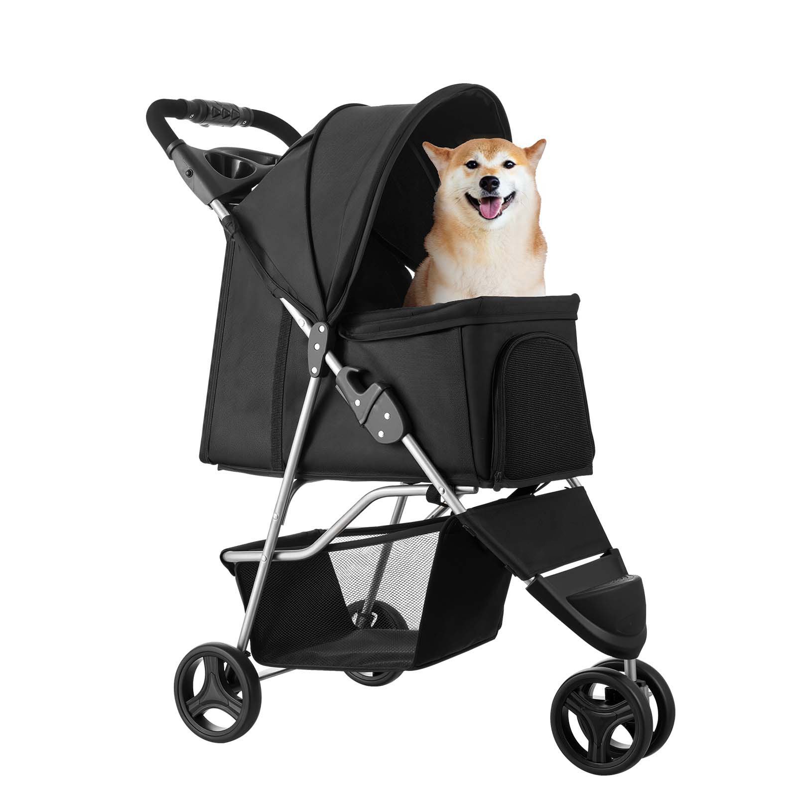 Foldable Pet Stroller – 3 Wheels with Brake, up to 35 lbs Foldable Pet Stroller – 3 Wheels with Brake, up to 35 lbs - Image 5