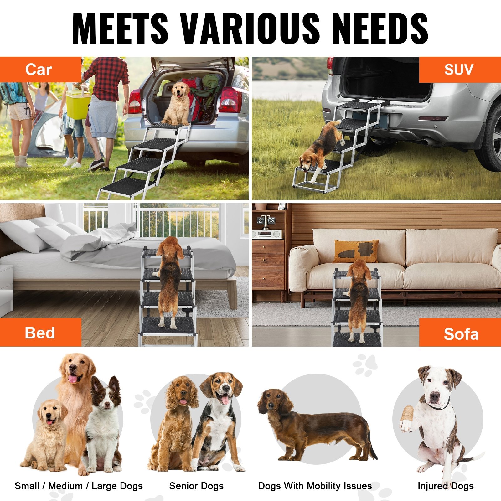 Dog Stairs for Cars – 4-Step Aluminum, up to 150 lbs Dog Stairs for Cars – 4-Step Aluminum, up to 150 lbs - Image 8