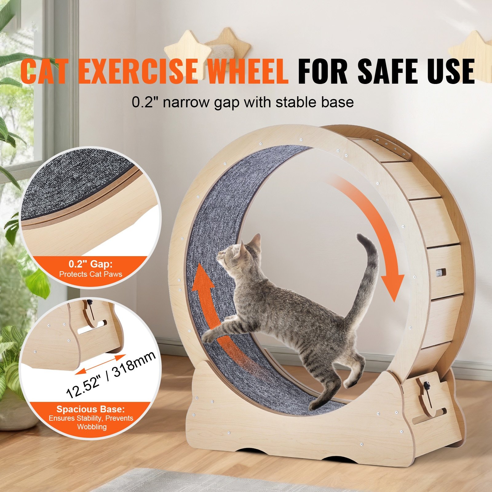 Cat Exercise Wheel – 35.8 inch Treadmill Wheel, Wood Cat Exercise Wheel – 35.8 inch Treadmill Wheel, Wood - Image 6
