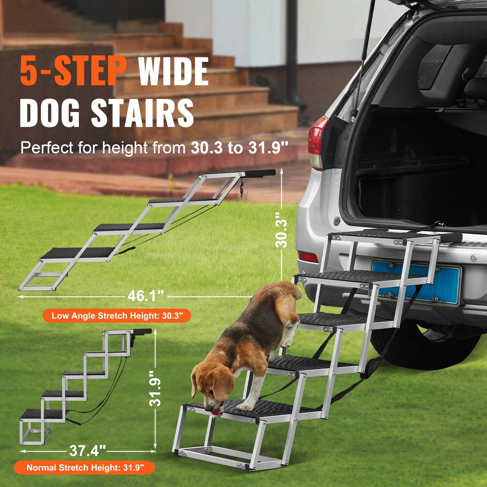 Dog Stairs for Cars – 5-Step Folding Aluminum, up to 150 lbs Dog Stairs for Cars – 5-Step Folding Aluminum, up to 150 lbs - Image 9