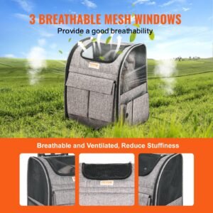 Rolling Pet Carrier Backpack with Wheels – Wheeled Travel Carrier for Small Dogs & Cats (Under 18 lbs, Grey)